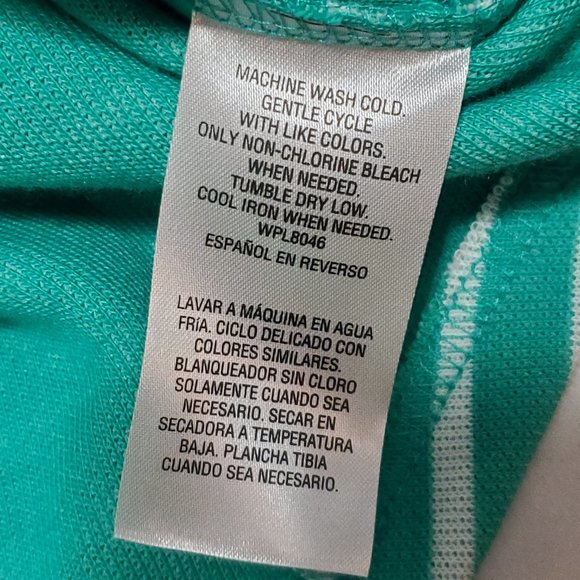 NWT Women's XL Hoodie Style & Co Sport Green White Stripe Zip Snap Pocket Sleeve - Picture 6 of 11